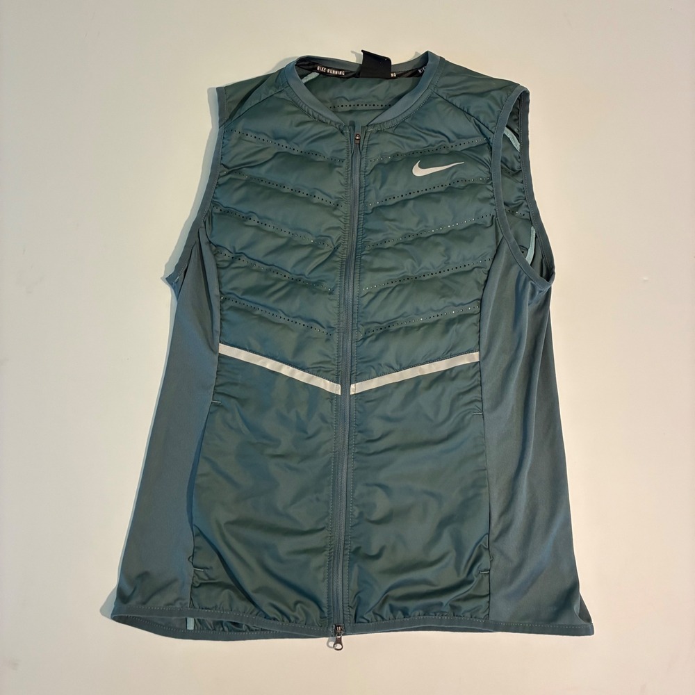 Nike AeroLoft Womens Medium Running Vest Teal Down Insulated Puffer Active